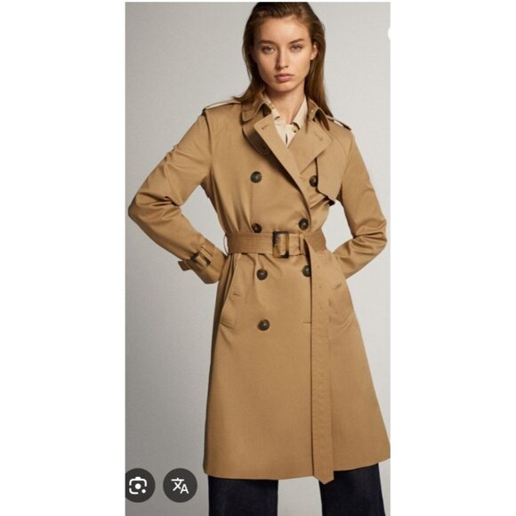 Massimo Dutti Women’s Trench Coat With Belt Brown Size M - Picture 3 of 16